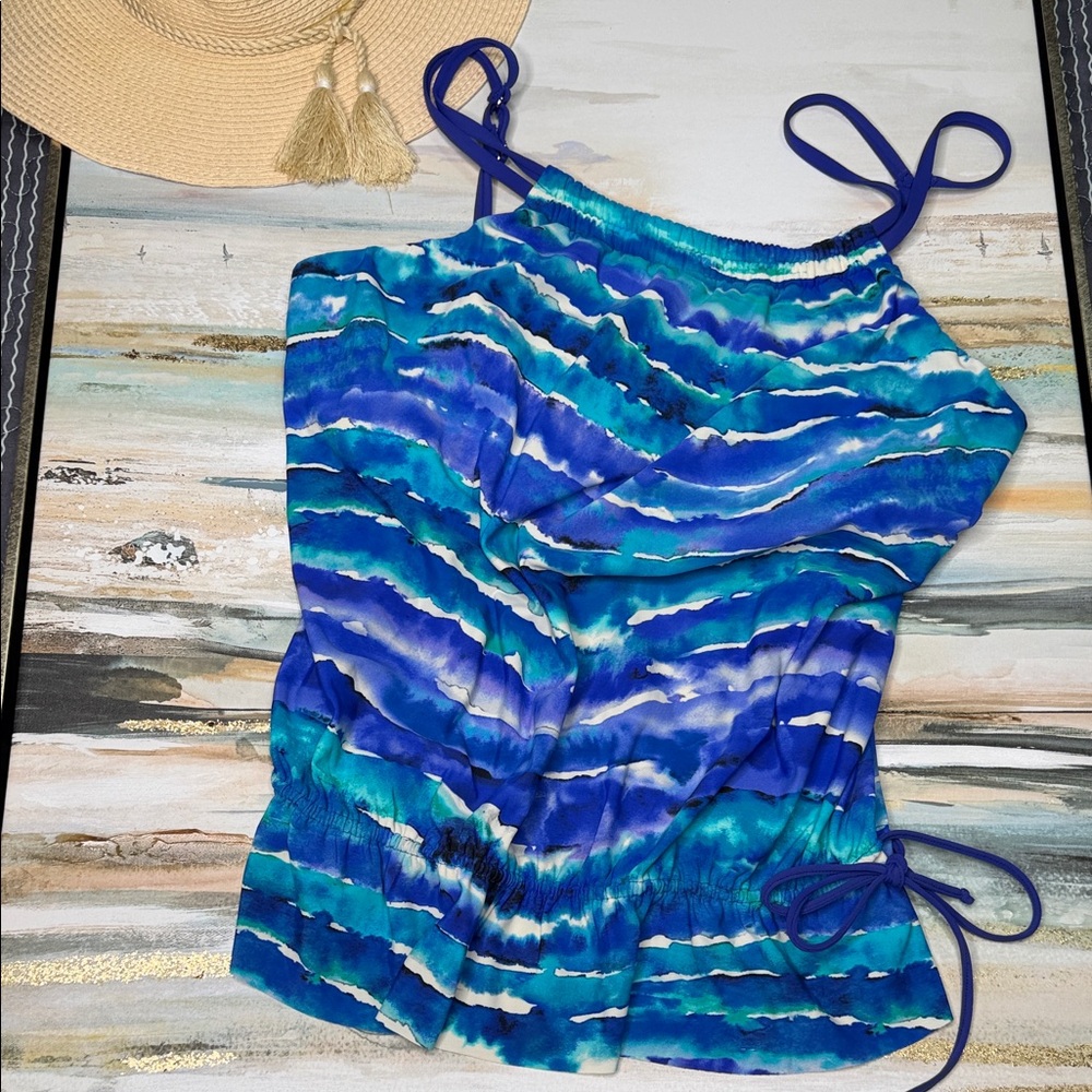 Magicsuit Blue and White Tankini Swimwear Top